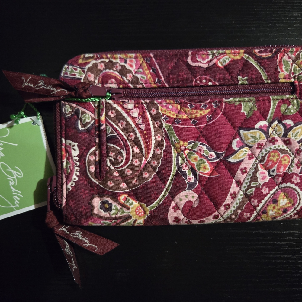 Vera Bradley Women's Floral Wallet - Burgundy and Pink